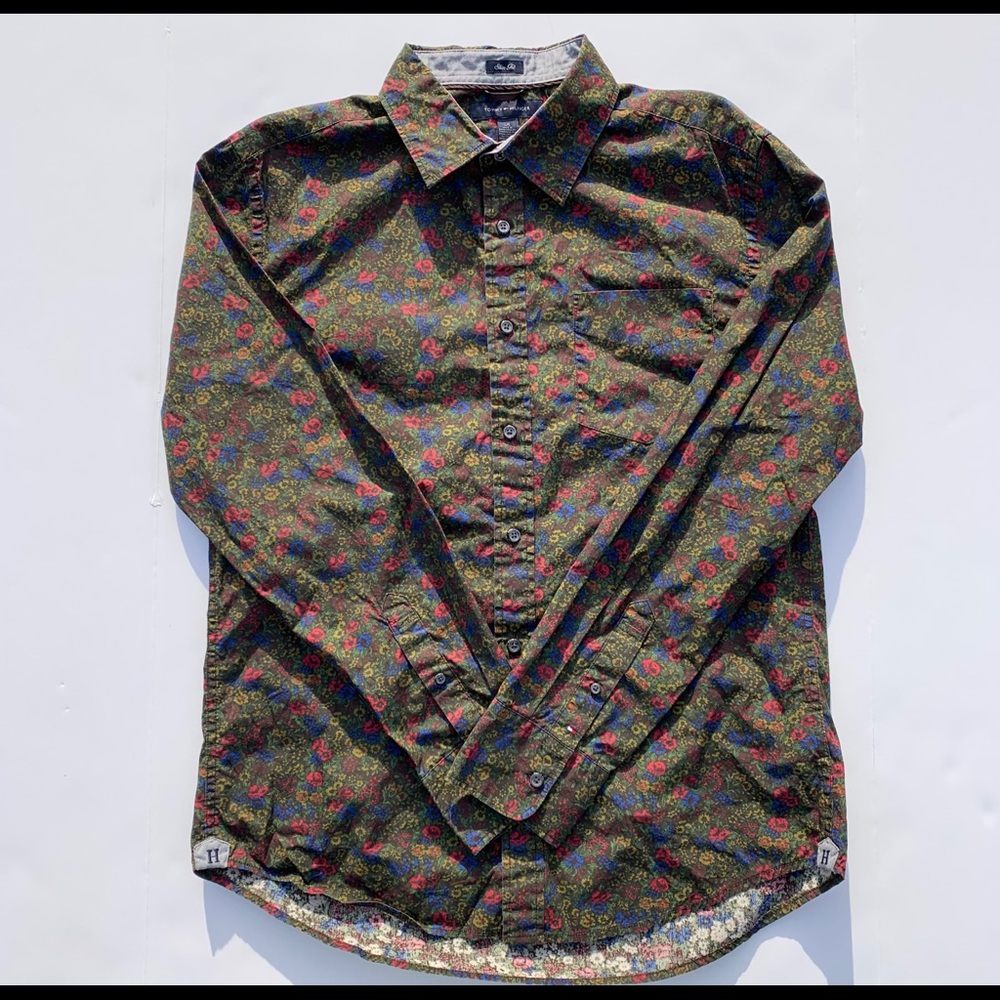 Tommy Hilfiger Slim Fit Dress Shirt Floral Print L